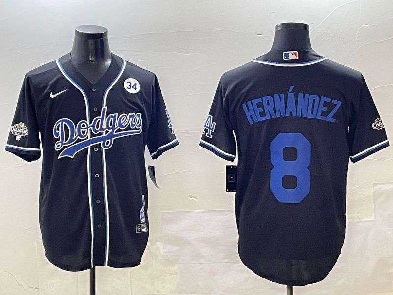 Men Los Angeles Dodgers 8 Hernandez Black Fashion Game 2025 Nike MLB Jersey style 3062